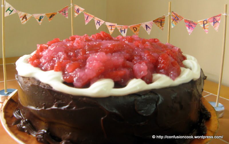 Eggless Black Forest Cake with Cherry Pie Filling & Chocolate Ganache
