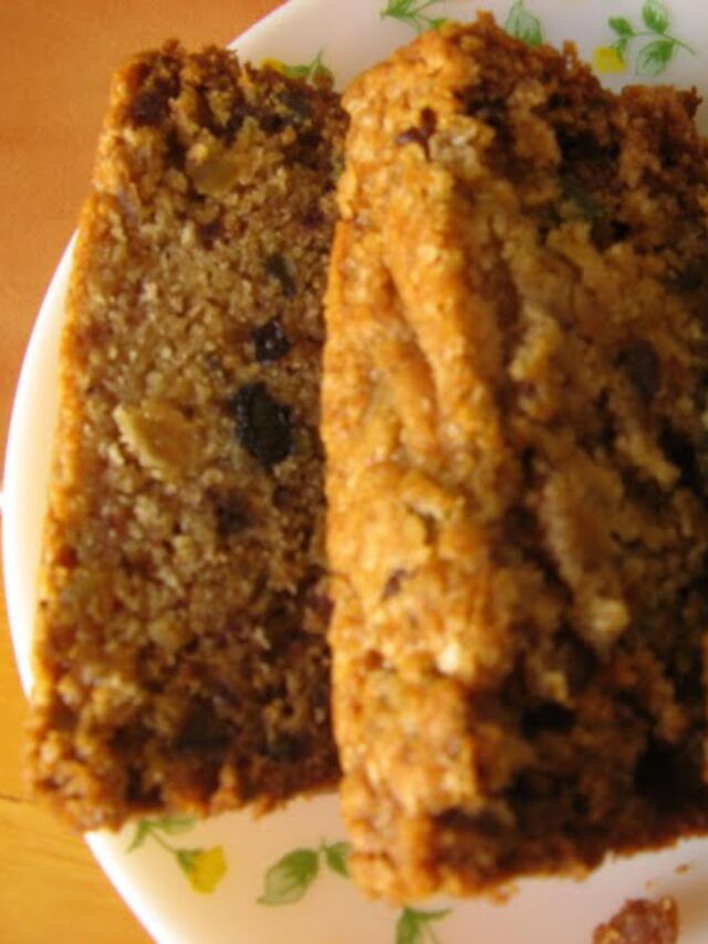 Close-up of Eggless Christmas Fruit Cake, ready to enjoy
