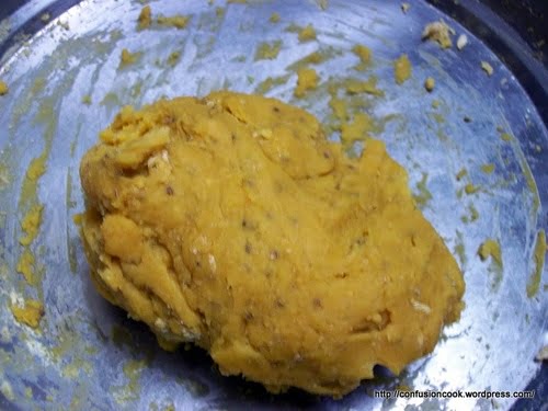 Besan (gram flour) mixed with spices and yogurt to form a thick batter for making gattas