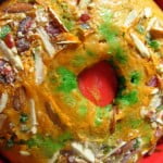 Fresh out of the oven tutti frutti cake with a crackled top