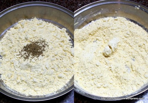 Ingredients for Gatte Ki Sabji, including besan, and cumin seeds