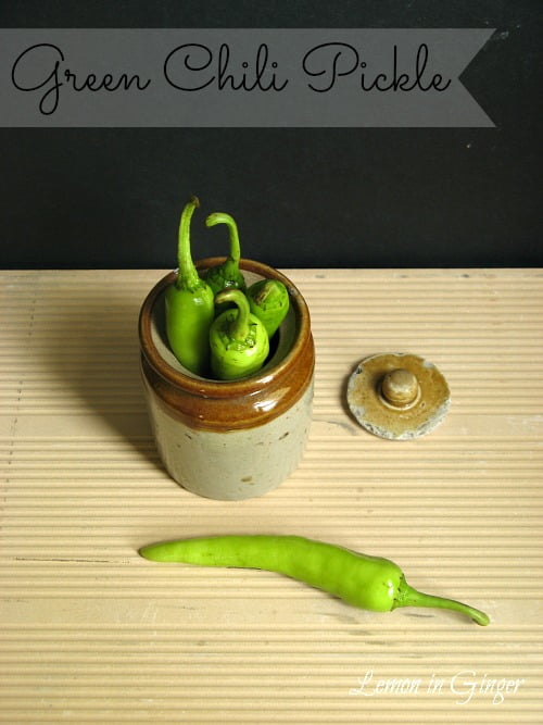 Close-up of stuffed green chili pickle showcasing the rich, spicy filling