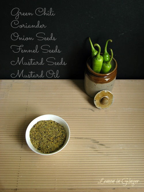 Ingredients for Bharwa Hari Mirch ka Achar including green chilies
