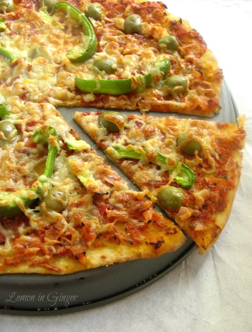 Close-up of a freshly baked Napoletana pizza with a crispy crust