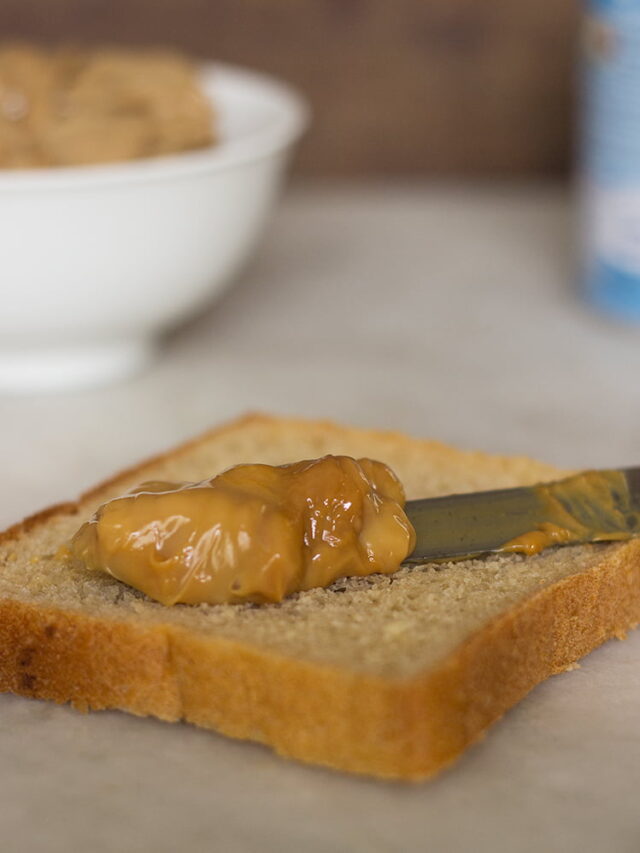Smooth dulce de leche spread on toast