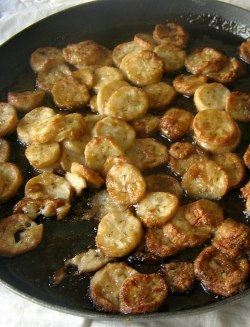 Golden caramelized bananas fresh out of the oven