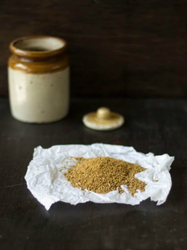 Close-up of freshly ground cumin powder in a bowl