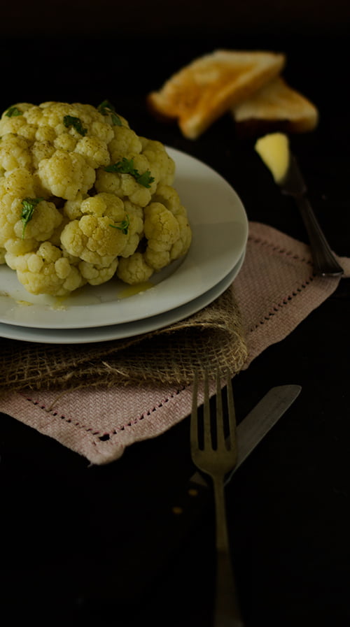 Steamed Cauliflower with Lemon Sauce