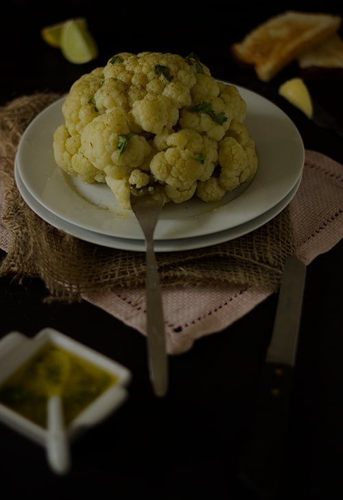 Steamed Cauliflower with Lemon Sauce