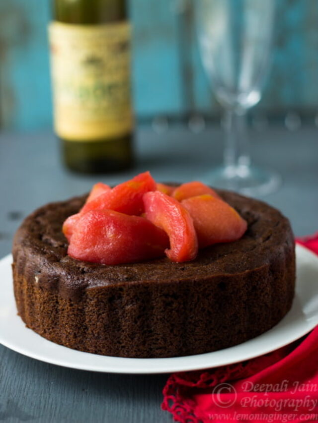 Freshly baked gluten-free amaranth chocolate cake placed on a plate