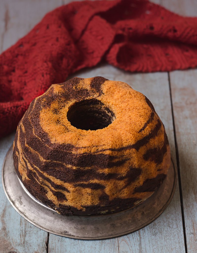Zoomed-in view of the moist texture of a Chocolate Zebra Cake
