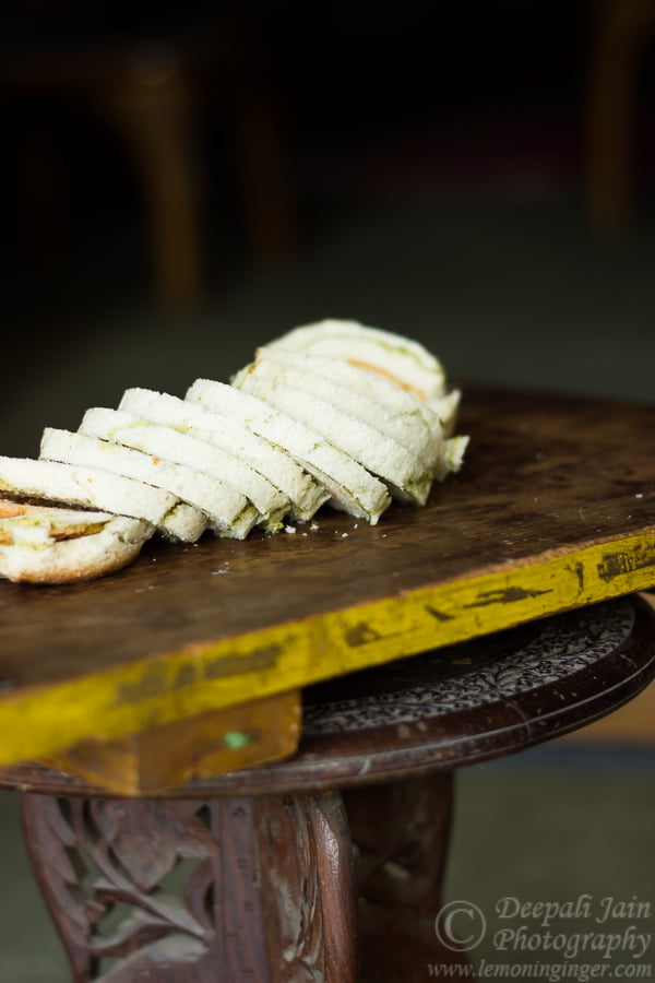 Rolled-up sandwich wrap ready to be sliced