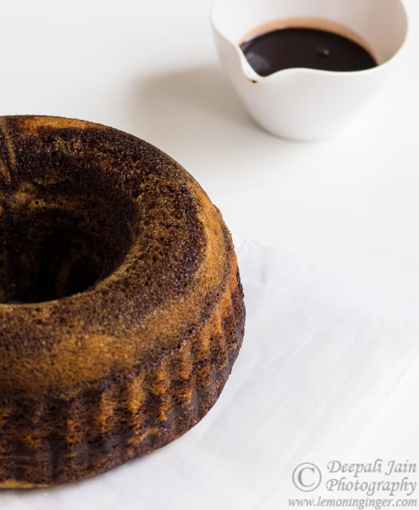 Entire Chocolate Zebra Cake on a cake stand, ready for serving
