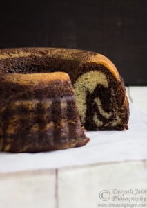 Zoomed-in view of the moist texture of a Chocolate Zebra Cake