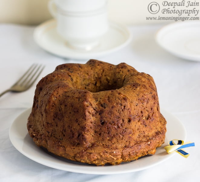 Eggless Whole Wheat Carrot and Orange Zest Bundt Cake