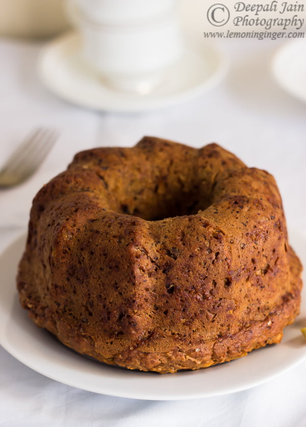 Eggless Whole Wheat Carrot and Orange Zest Bundt Cake