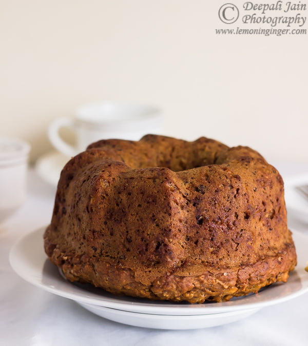 Eggless Whole Wheat Carrot and Orange Zest Bundt Cake