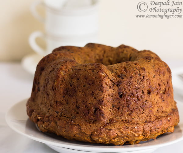 Eggless Whole Wheat Carrot and Orange Zest Bundt Cake