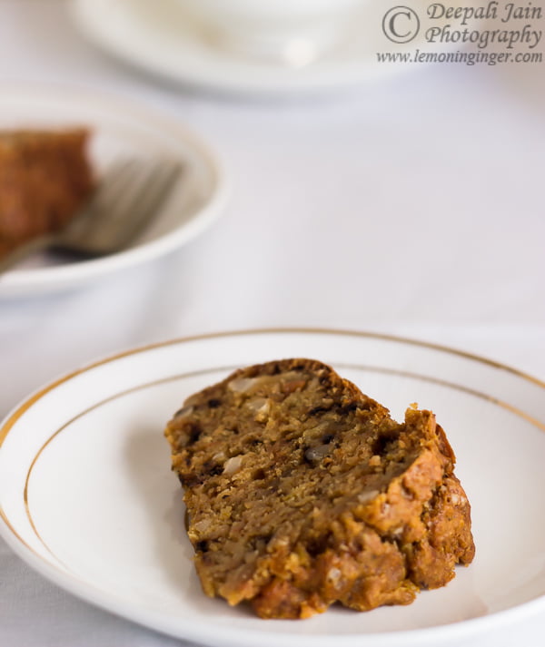 Eggless Whole Wheat Carrot and Orange Zest Bundt Cake