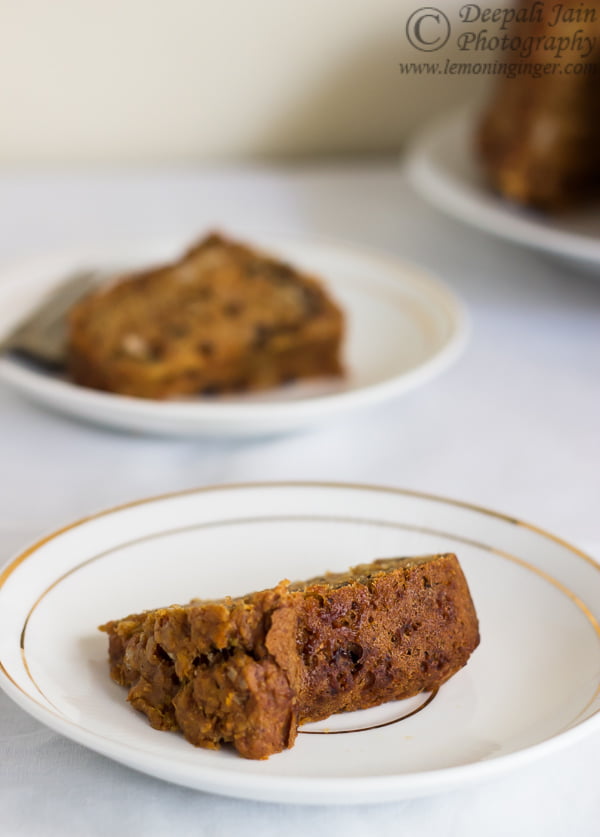 Eggless Whole Wheat Carrot and Orange Zest Bundt Cake