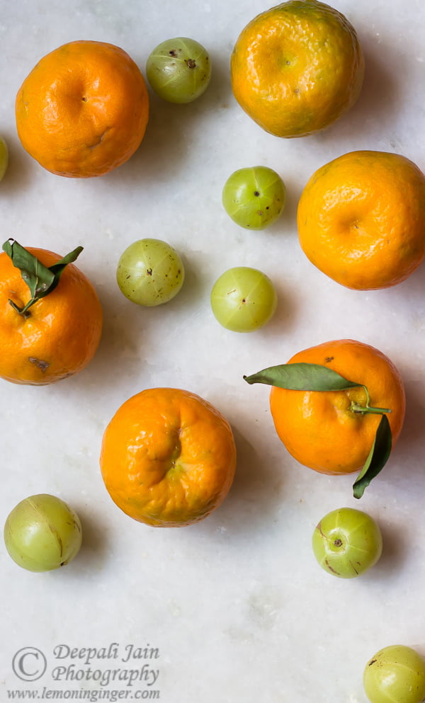 Fresh Oranges and Indian Gooseberries plucked from trees