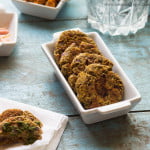 Close-up of golden-brown Pan-Fried Kala Chana Kebabs on a plate