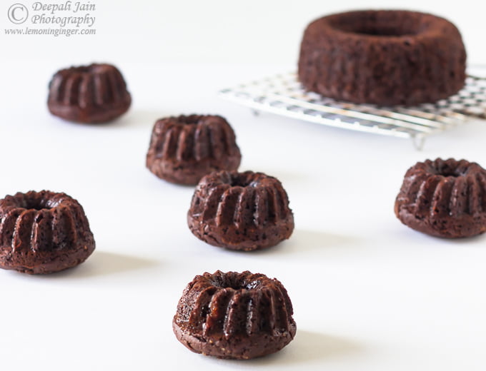 Side view of the cake showing its moist texture and brown color