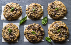 Basil chocolate chunky cookies, ready to be enjoyed as a delightful snack or dessert