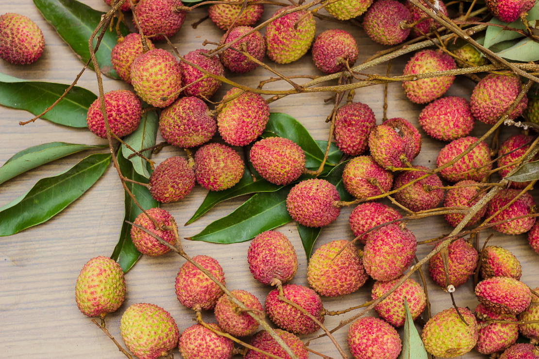 A bunch of ripe lychees showcasing their juicy goodness