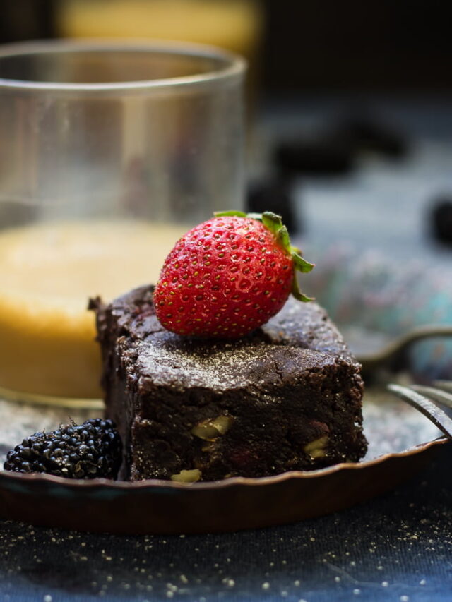 Freshly baked wine-infused strawberry brownies cut into squares