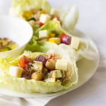 Fresh lettuce leaves with vegetarian brown rice stuffing