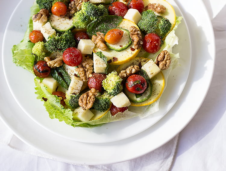 Fresh romaine lettuce salad served in a large bowl