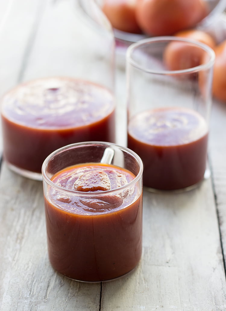 Homemade tomato ketchup served in a glass jar
