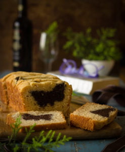Close-up of a butterfly inside cake slice showing its vibrant design