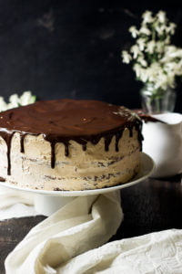 Individual slice of Eggless Chocolate Mocha Cake on a dessert plate