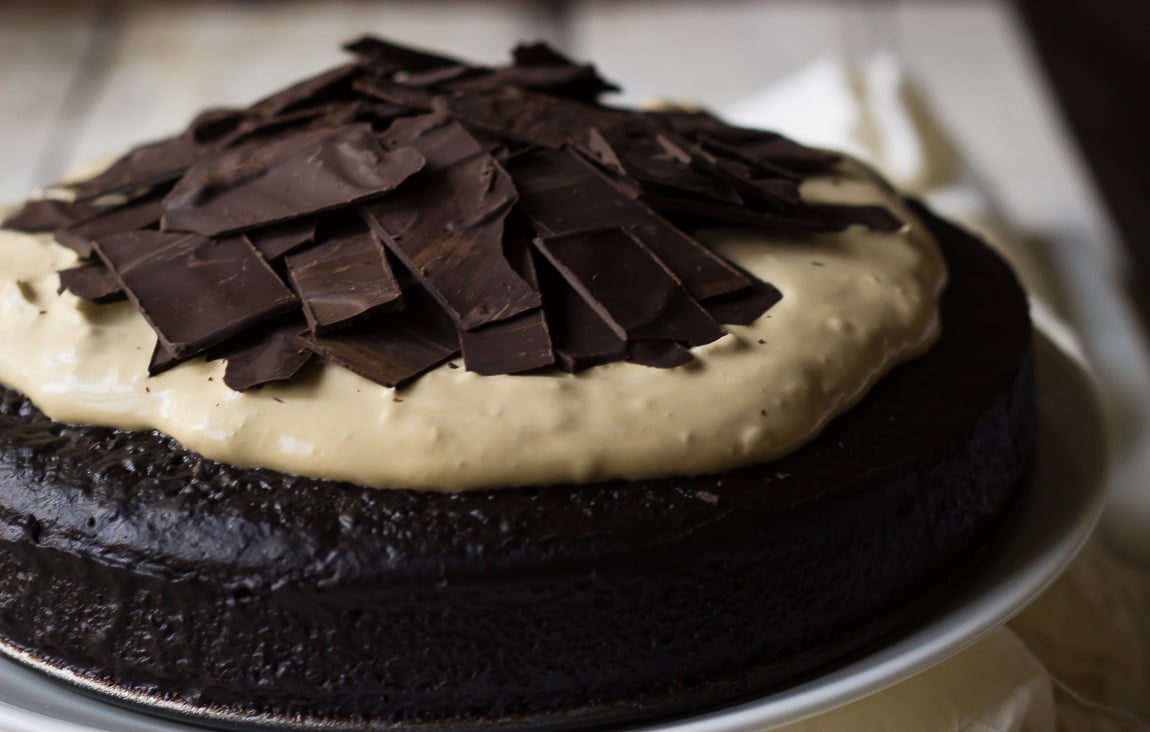 Chocolate Mud Cake with Mascarpone Coffee Topping