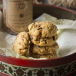 Stack of golden-brown healthy granola cookies ready to eat