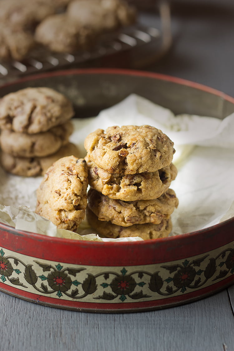 Stack of golden-brown healthy granola cookies ready to eat