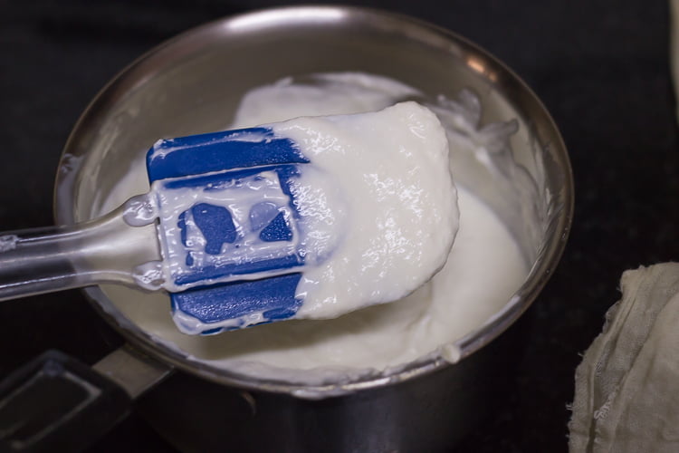 Freshly made mascarpone cheese ready for tiramisu