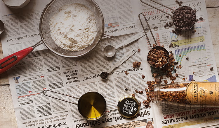 Ingredients for homemade granola cookies – oats, seeds, honey, nuts