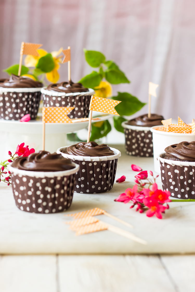 Moist eggless chocolate truffle cupcake close-up