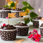 Homemade eggless chocolate truffle cupcakes on a plate