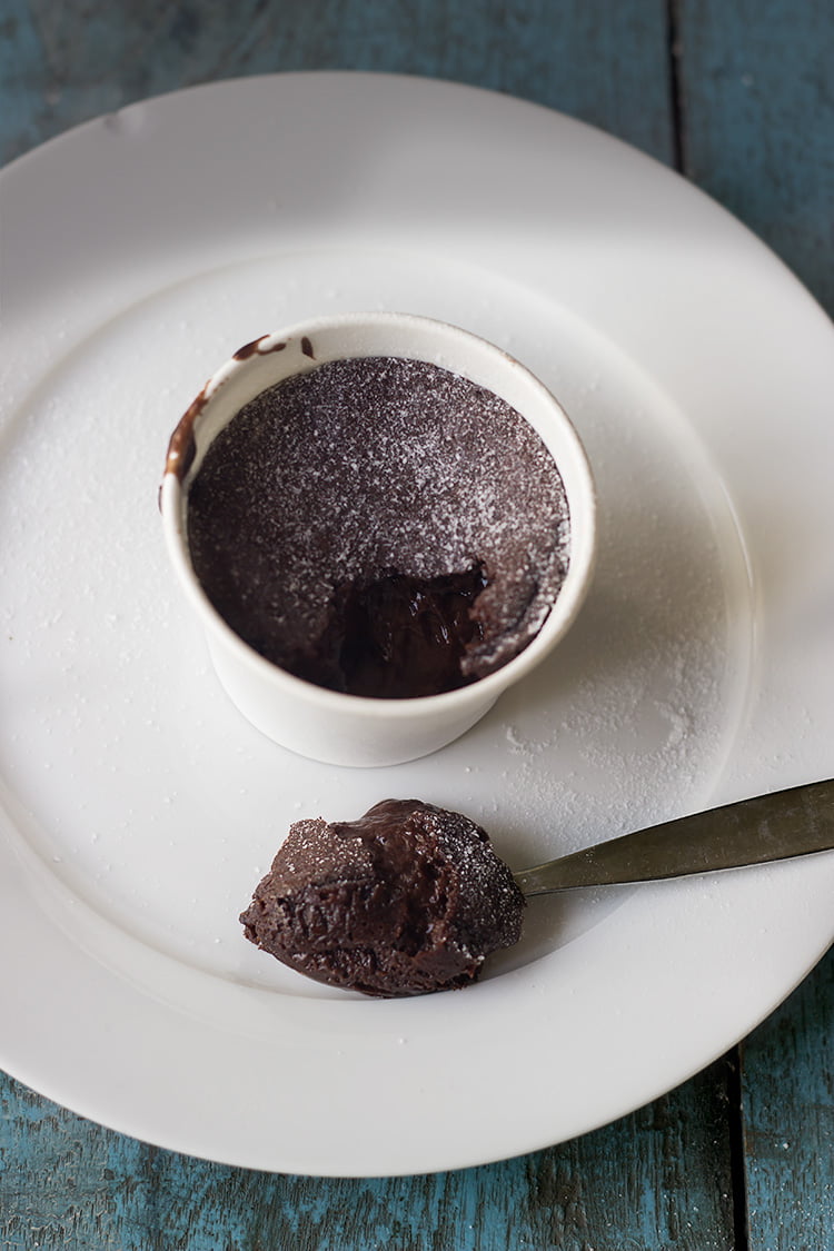 Eggless choco lava cake with molten chocolate center