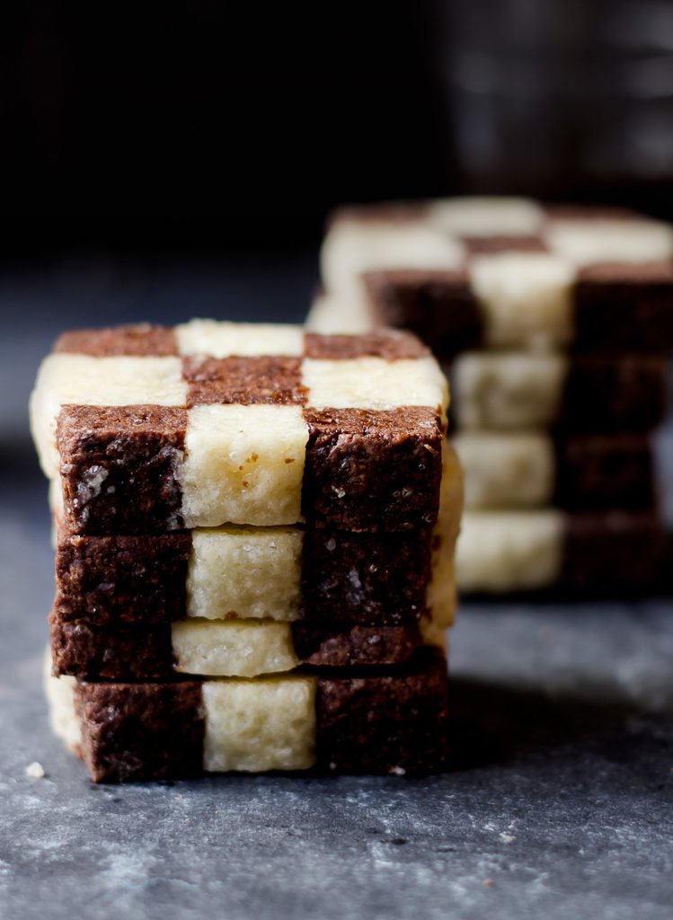 Close-up view of classic checkerboard cookie, ready to enjoy