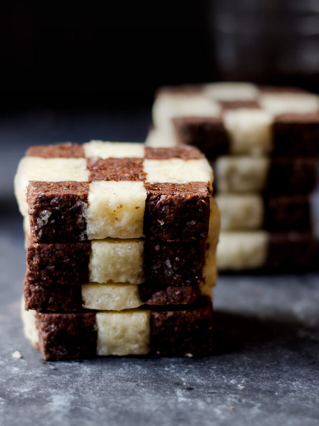 Close-up view of classic checkerboard cookies, ready to enjoy