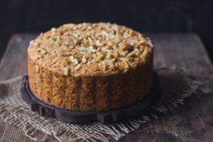 Freshly baked carrot cinnamon cake with a golden brown crust
