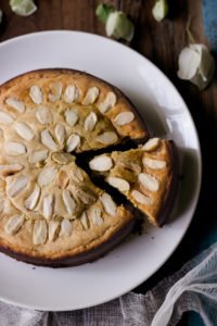 Close-up of a freshly baked Eggless Mawa Cake with a golden-brown crust
