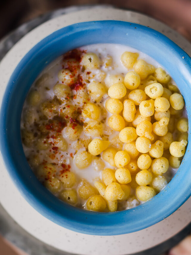 Close up tempting boondi ka raita in a bowl