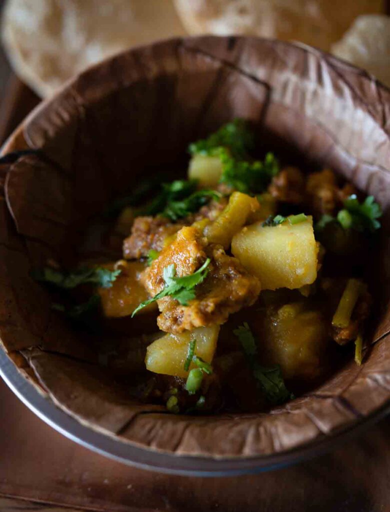 Traditional North Indian mogri ki sabji made with radish pods