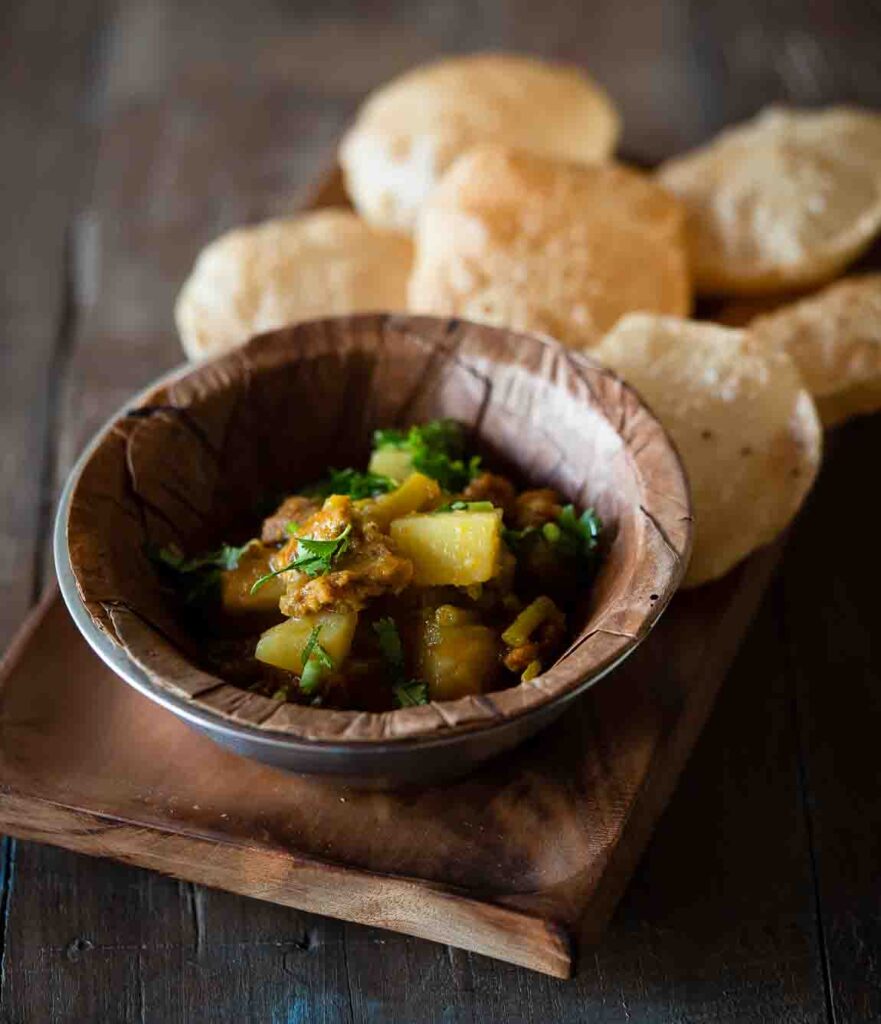 Seasonal winter sabzi made with fresh radish pods and potatoes